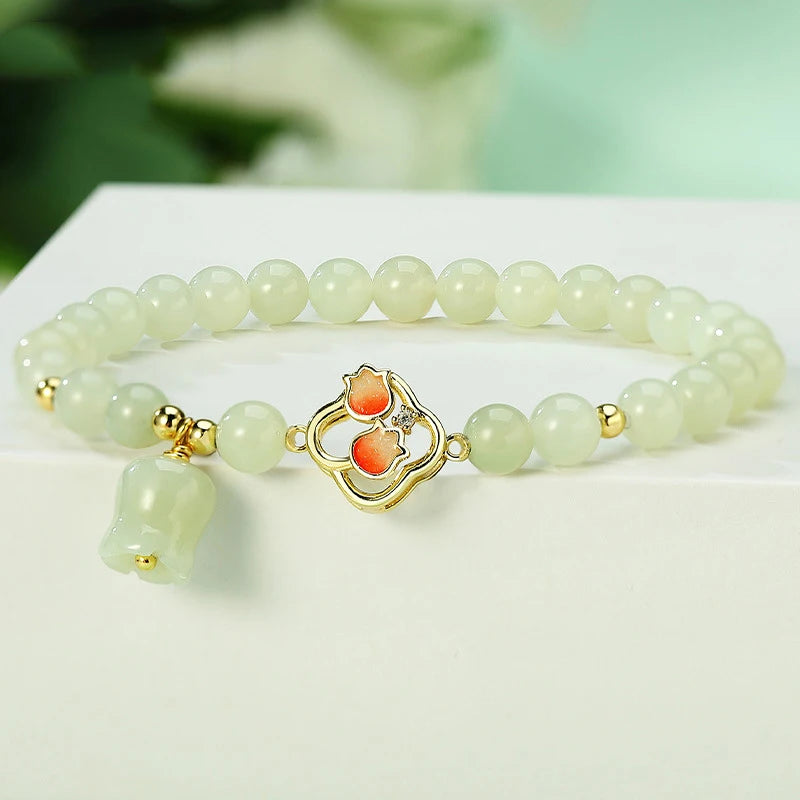 Pearl Natural Green Crystal Bracelet Good Luck Gift Women's