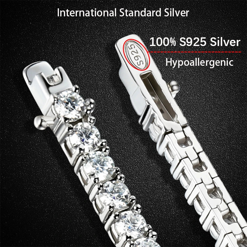 Moissanite Tennis Bracelets 5mm for Women 925 Sterling Silver White Gold Bangle Wedding Sparkles Lab Diamond Bracelet GRA