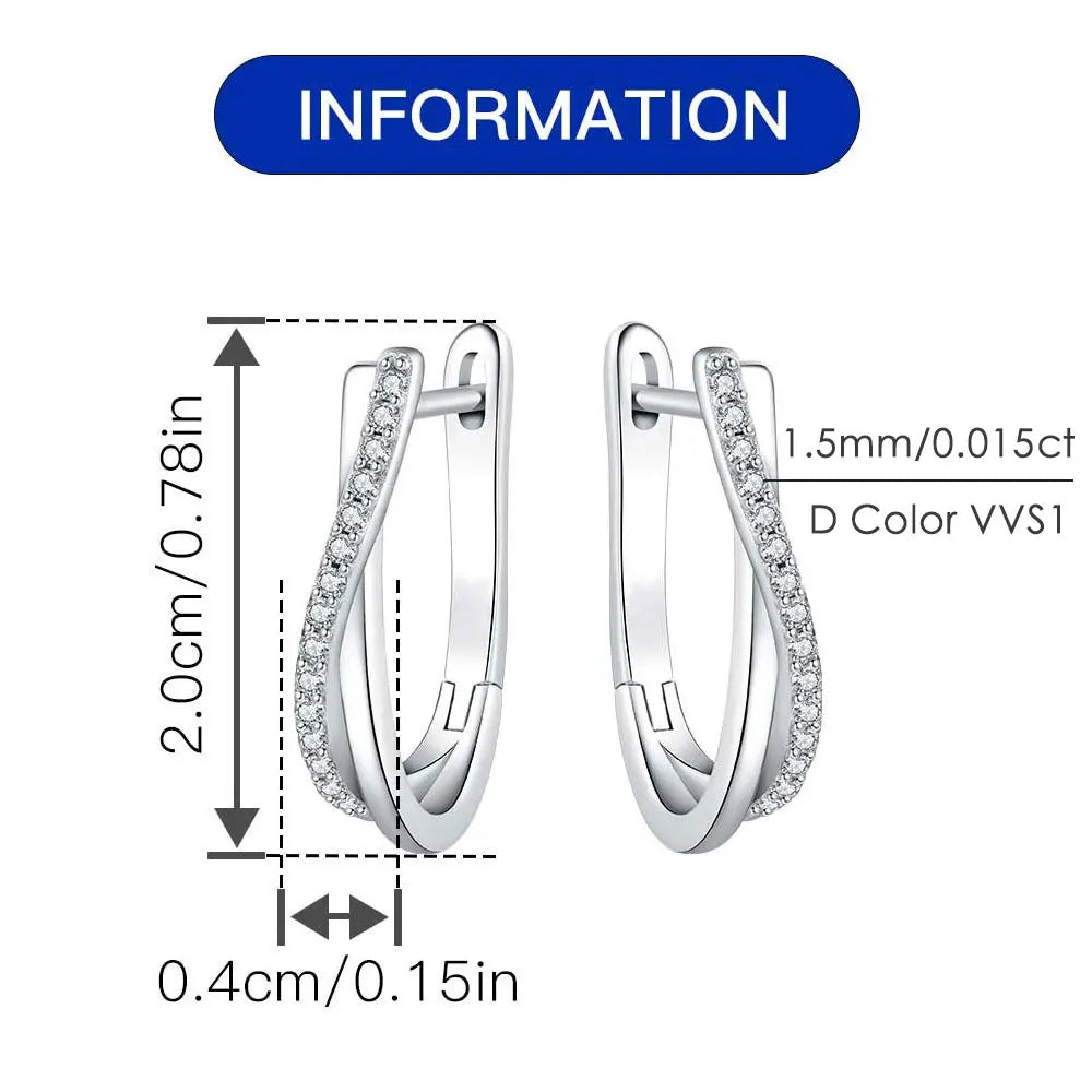 Moissanite Twisted Hoop Earrings | S925 Silver GRA Certified