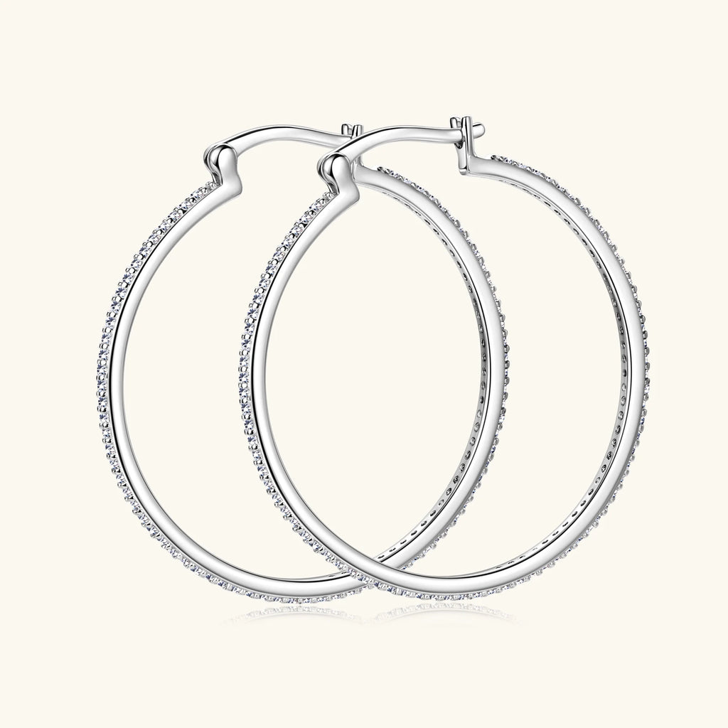 Moissanite Hoop Earrings 925 Sterling Silver 30/40MM Large Huggie Hoop Earring for Women Hypoallergenic Gold Plated Big Earrings