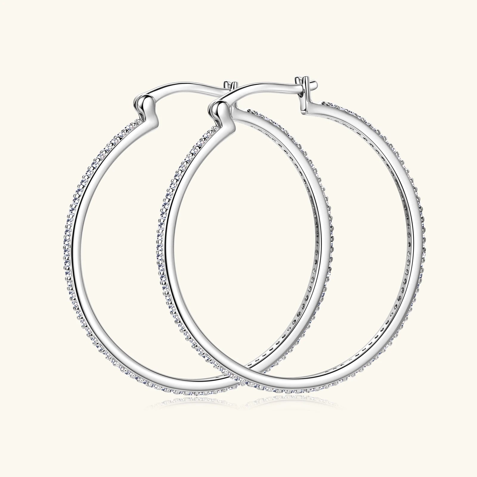 Moissanite Hoop Earrings 925 Sterling Silver 30/40MM Large Huggie Hoop Earring for Women Hypoallergenic Gold Plated Big Earrings