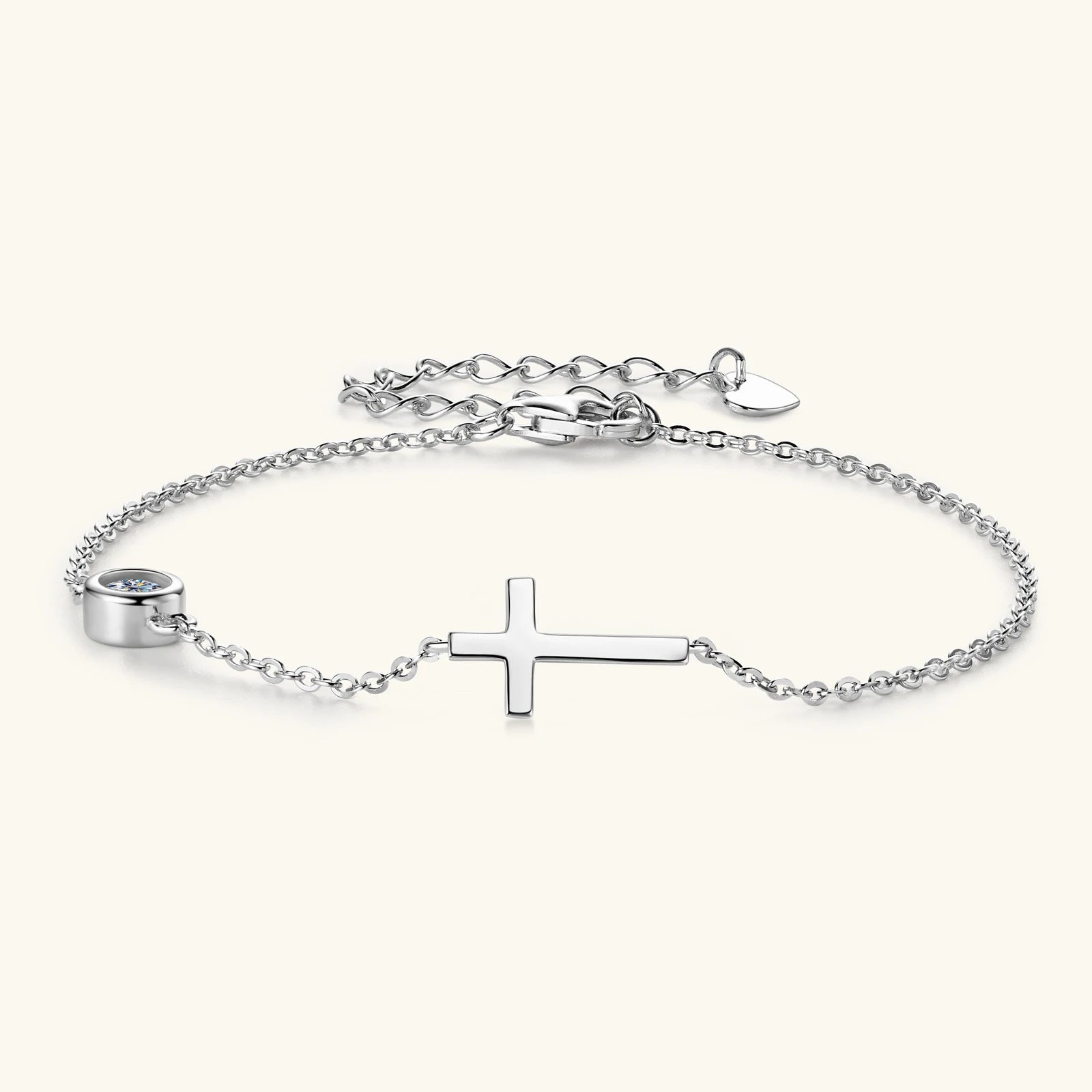 Moissanite Bracelets With Certificate 925 Sterling Silver 4MM Adjustable Chain Cross Bracelet for Women Plated 18k Jewelry Gift