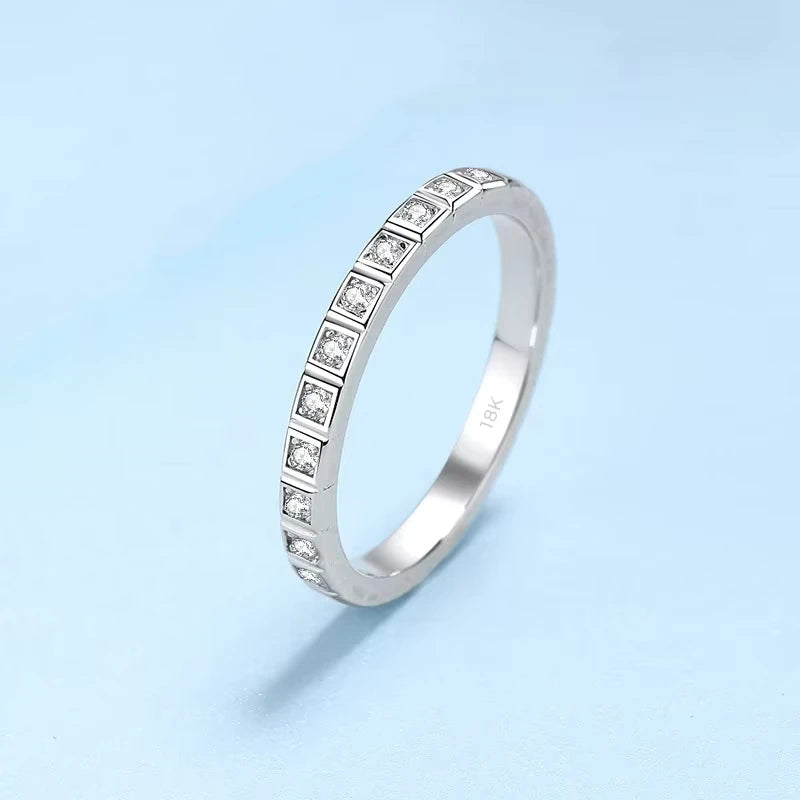 Fine Jewelry 18K White Gold Girl Engagement Rings 0.165ct Moissanite Diamond Birthday Gift Classic Wedding Band for Women Daily