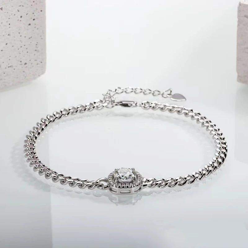 1ct  Moissanite Cuban Chain Bracelet