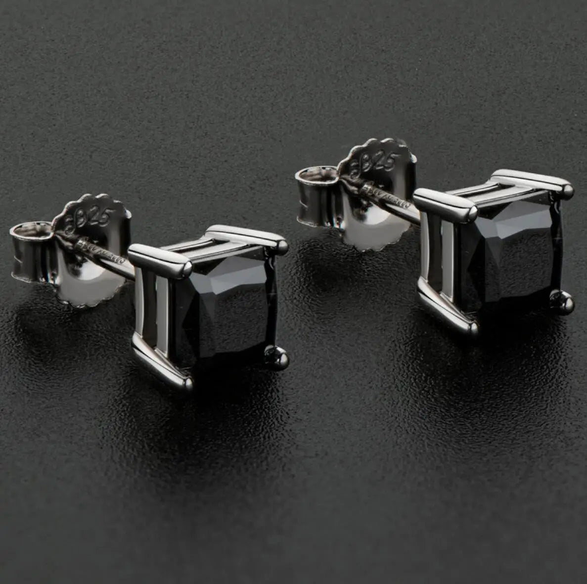 Princess Cut Black Moissanite Earring Certified Original 925 Silver 1 Carat Cushion Cut Diamond Stud Earrings for Men Women Gift