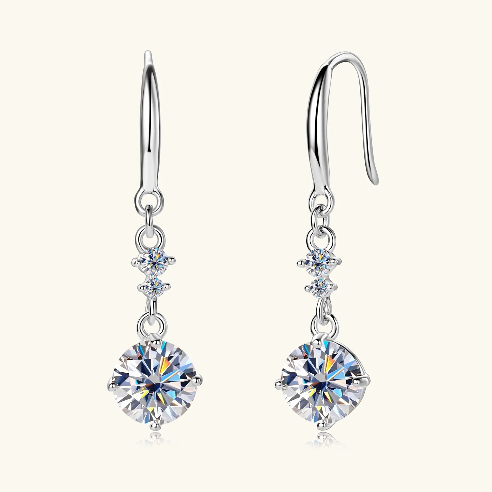 Moissanite Drop Dangle Earrings 1.0ct Diamond Earrings 925 Sterling Silver Gold Silver Color Hook Earring for Women Jewelry GRA