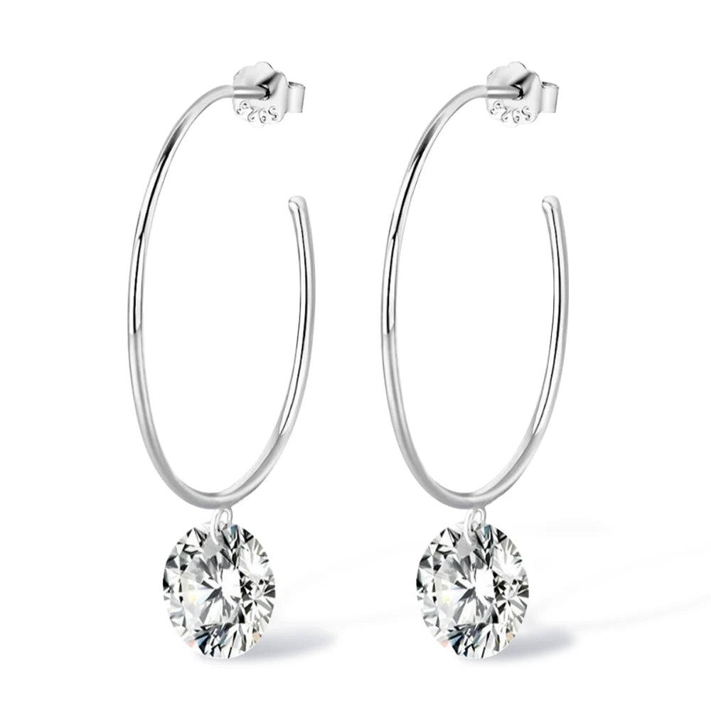 New Certified Moissanite Earrings 2.0ct D Color Lab Created Diamond 925 Sterling Silver Drop Earrings For Women Hoop Ear