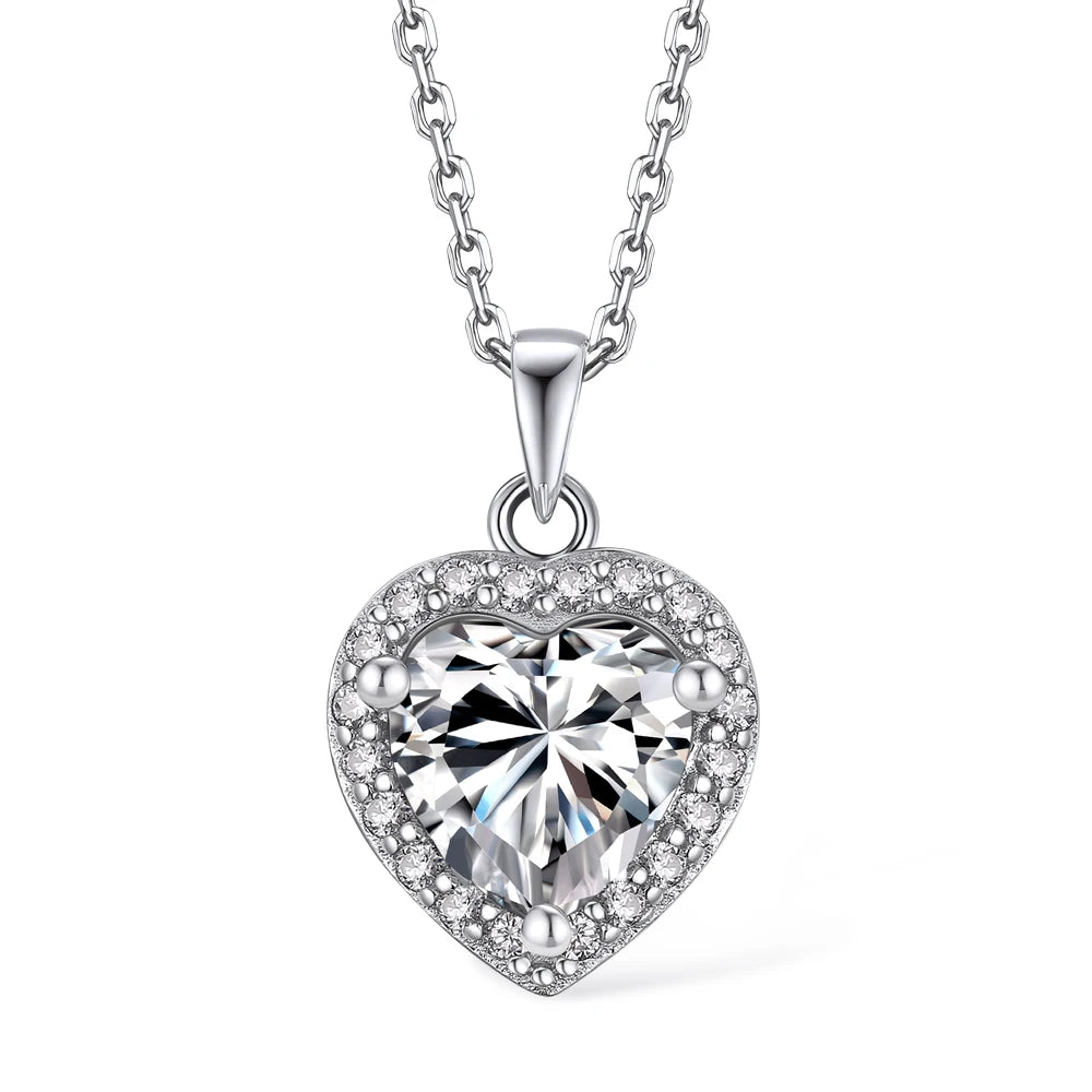 Moissanite Necklace for Women Dainty 18k Gold Plated 925 Sterling Silver 1CT Heart Cut  Neck Chain Pendant with GRA Certificate