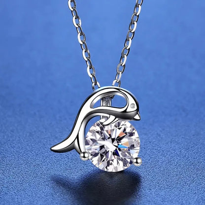 1ct Moissanite Dolphin Necklace