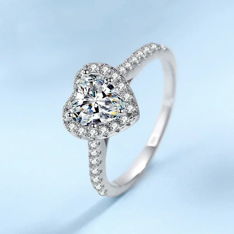 Girlfriend Valentine's Day 18K White Gold Engagement Rings 1CT Moissanite Diamond Women PT950 Platinum Wedding Band Fine Jewelry