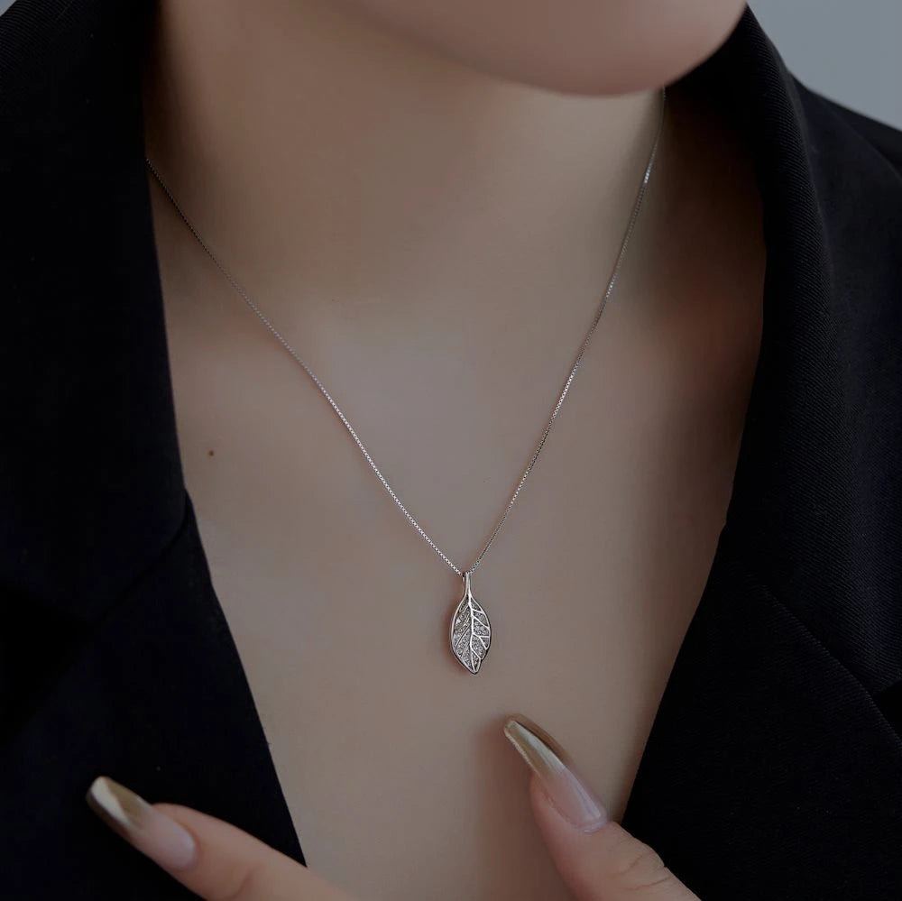 Moissanite Leaf Pendant Necklace