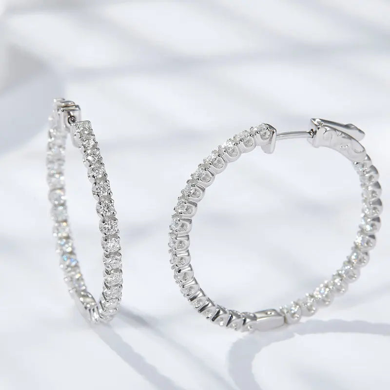 1.5ct Moissanite Hoop Earrings | D VVS1 S925 Silver