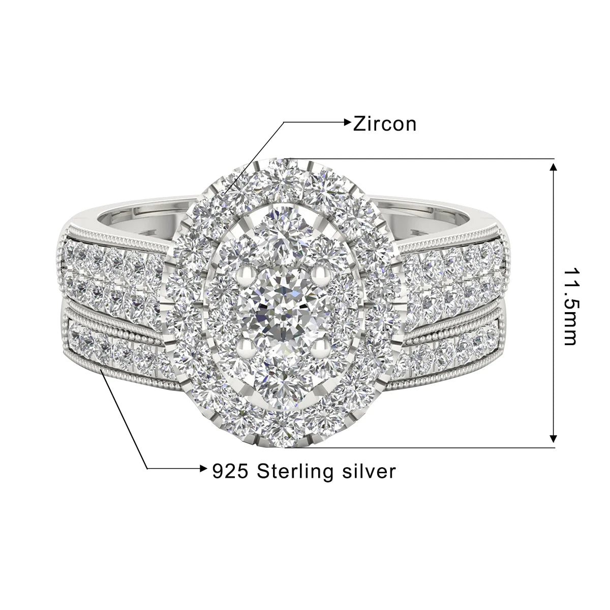 Moissanite Engagement Rings Set Bridal Jewelry 2PCS