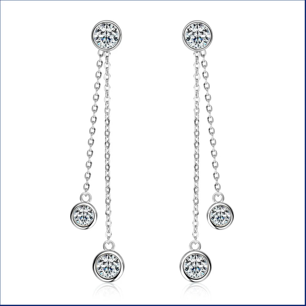 Full Moissanite Dangle Earrings 100% 925 Silver Original Certified Diamond Long Tassel Drop Earring For Women Jewelry Trend