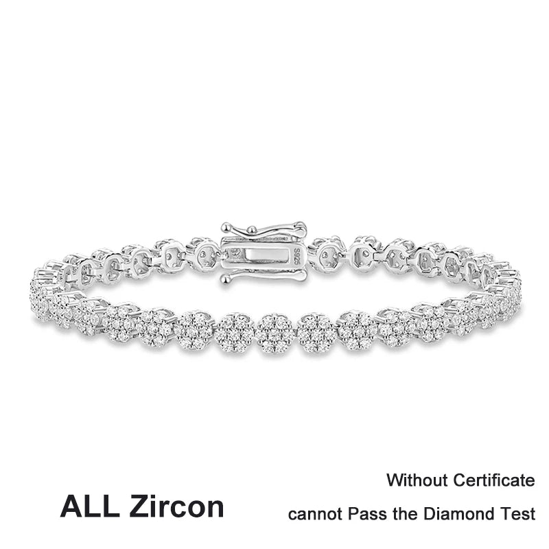 Full Moissanite Tennis Bracelets for Woman 925 Sterling Silver Lab Diamond Women's Hand Bracelet Chain Luxury Jewelry