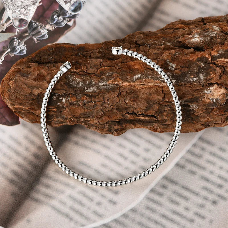 Moissanite Bangles 1CTTW 18k Plated for Women 100% Solid S925 Silver Stackable Jewelry Adjustable Lab Diamond Bracelets