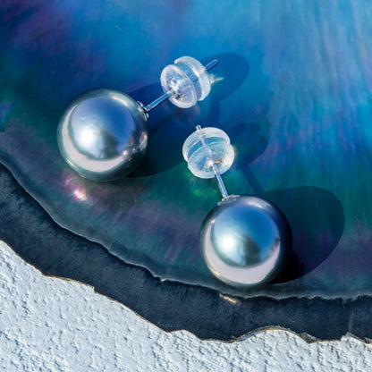 9-10mm Natural Tahitian Pearl Stud Earrings