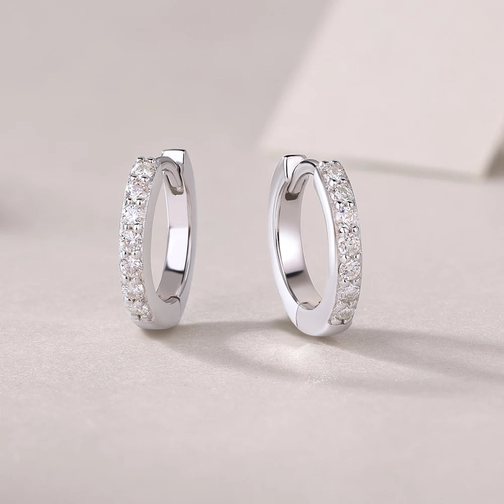 18K Plated 925 Sterling Silver Moissanite Hoop Earrings For Women High Quality Jewelry Anniversary Gift