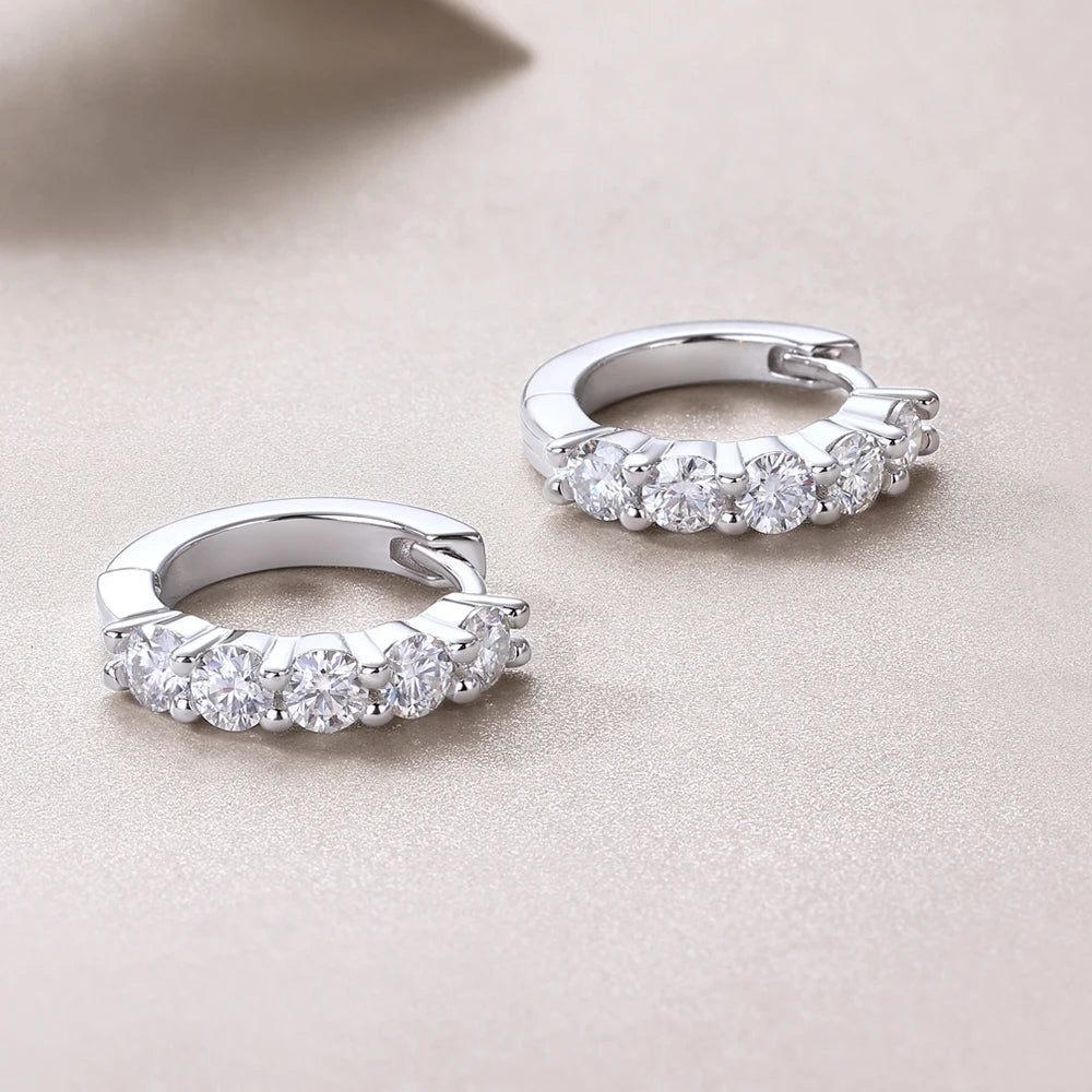 D Color Moissanite Earrings 925 Sterling Sliver Plated White Gold Hoop Earring For Women Classic Wedding Party Jewelry