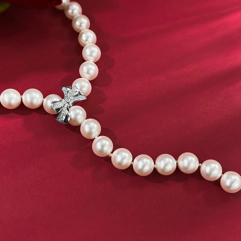 Pendant Pearl Necklace Moissanite