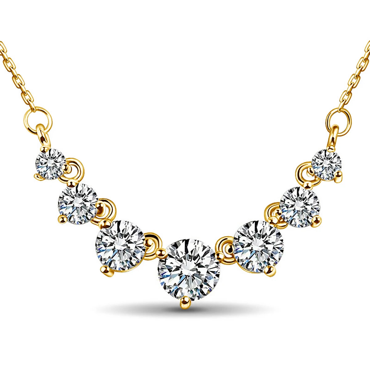 Moissanite Necklace For Women Solid 925 Sterling Silver 2.8ct 7 Stone