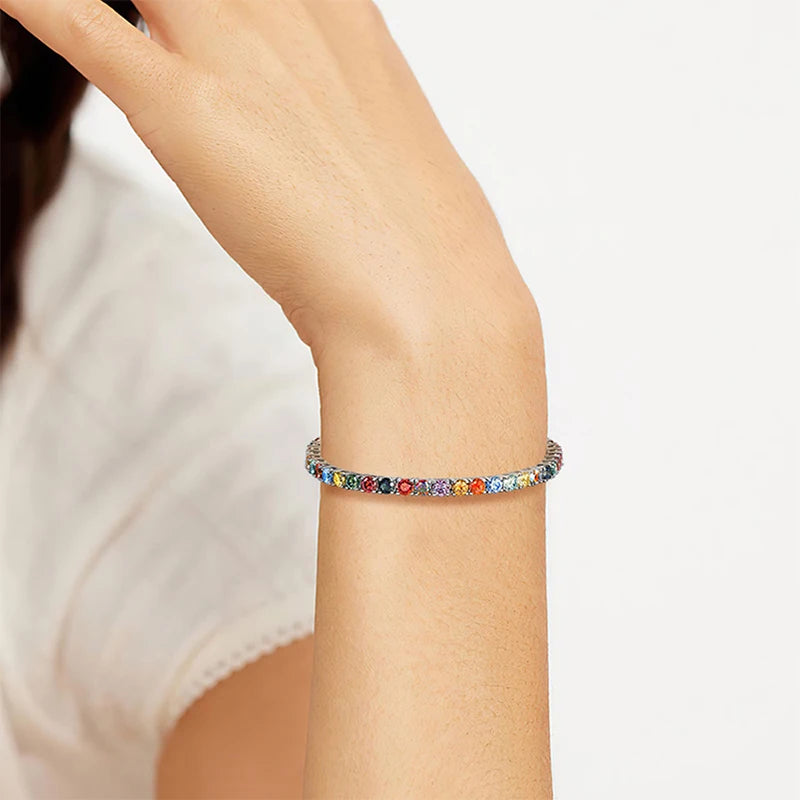 Moissanite Tennis Bracelets for Women Full Diamond  925 Sterling Silver Plated 18k Gold 3-6.5mm Colorful GRA Certified