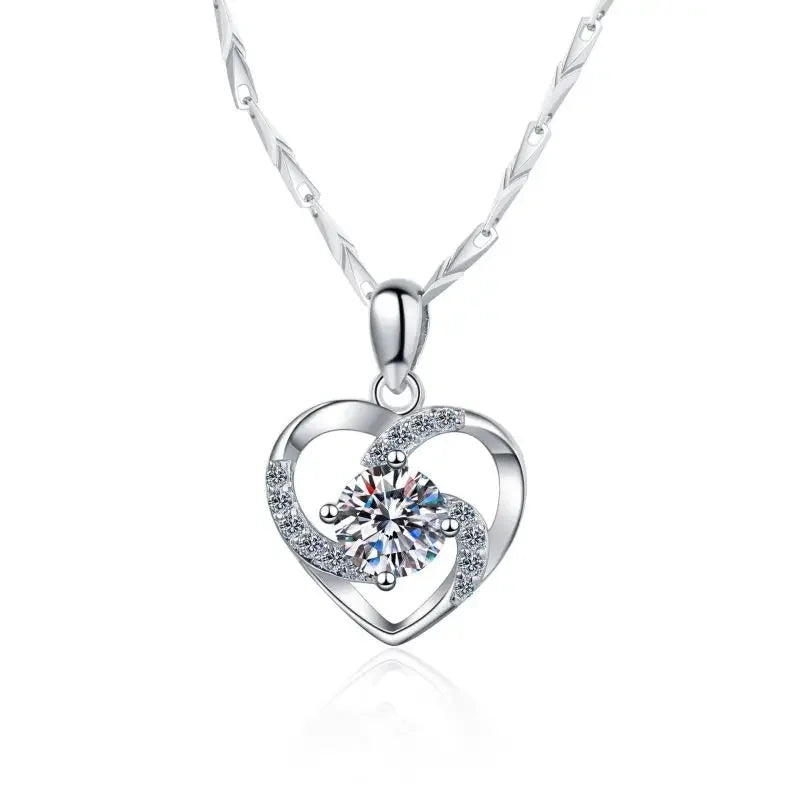 Girlfriend Birthday Gift PT950 Platinum Heart Necklaces Daughter Wedding Jewelry 0.8CT Moissanite Diamond Women Valentine's Day