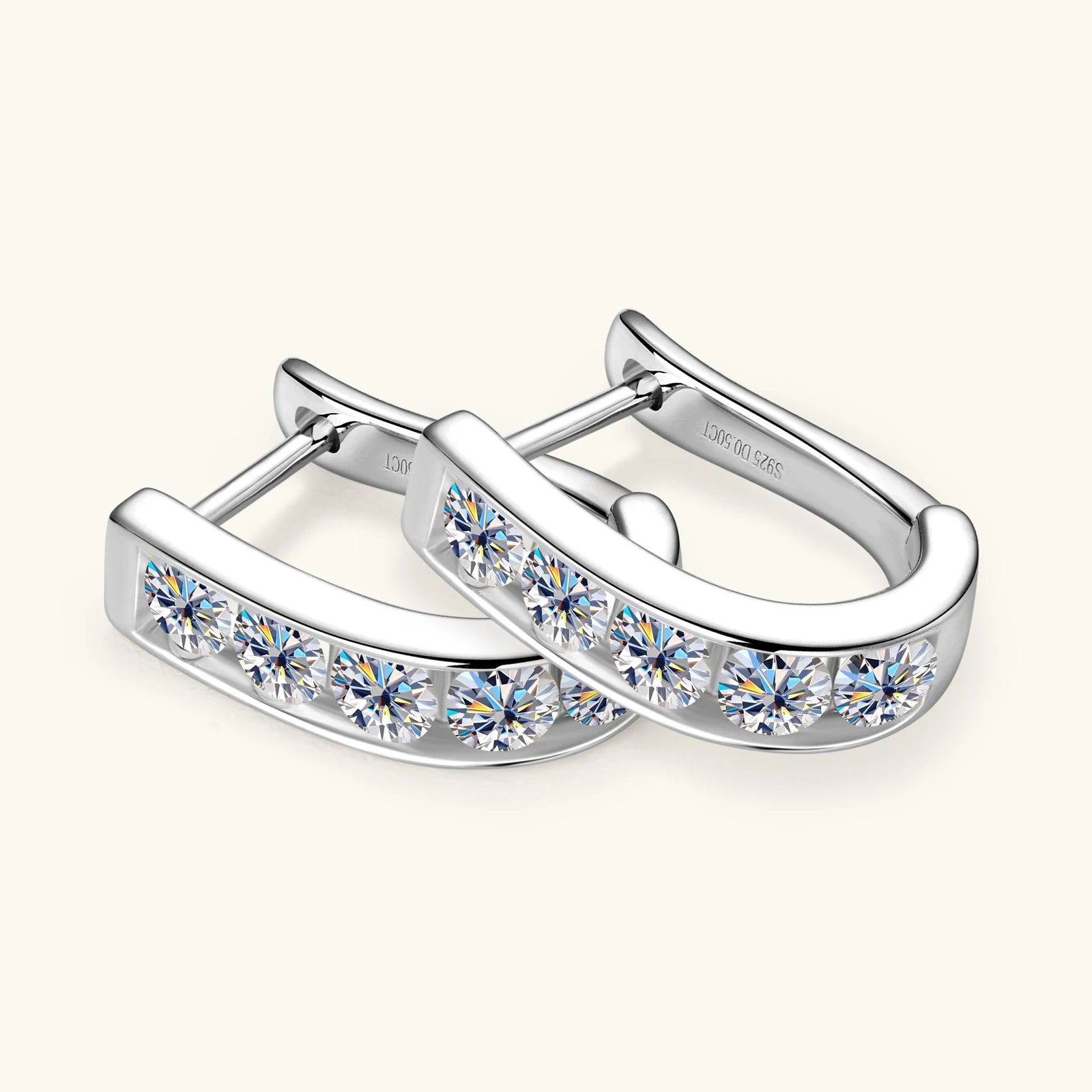 Moissanite Earring for Women 925 Sterling Silver Plated Gold Hoop Earrings 3mm 0.1ct Trending Jewelry Accessories