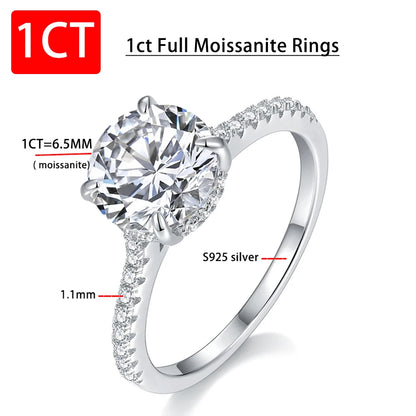 Wedding Rings For Women Man S925 Silver Full Moissanite Ring Plated Pt950 1ct-4ct