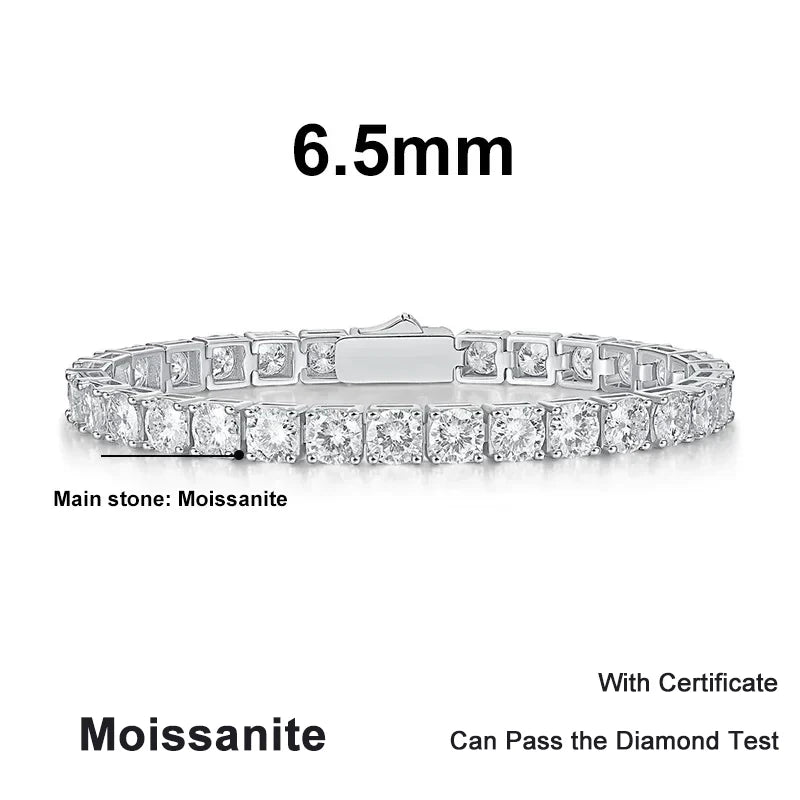 Moissanite Tennis Bracelet Original s925 Sterling Silver 3mm 4mm 5mm 6.5mm Lab Diamond Bracelets for Women Men Chains