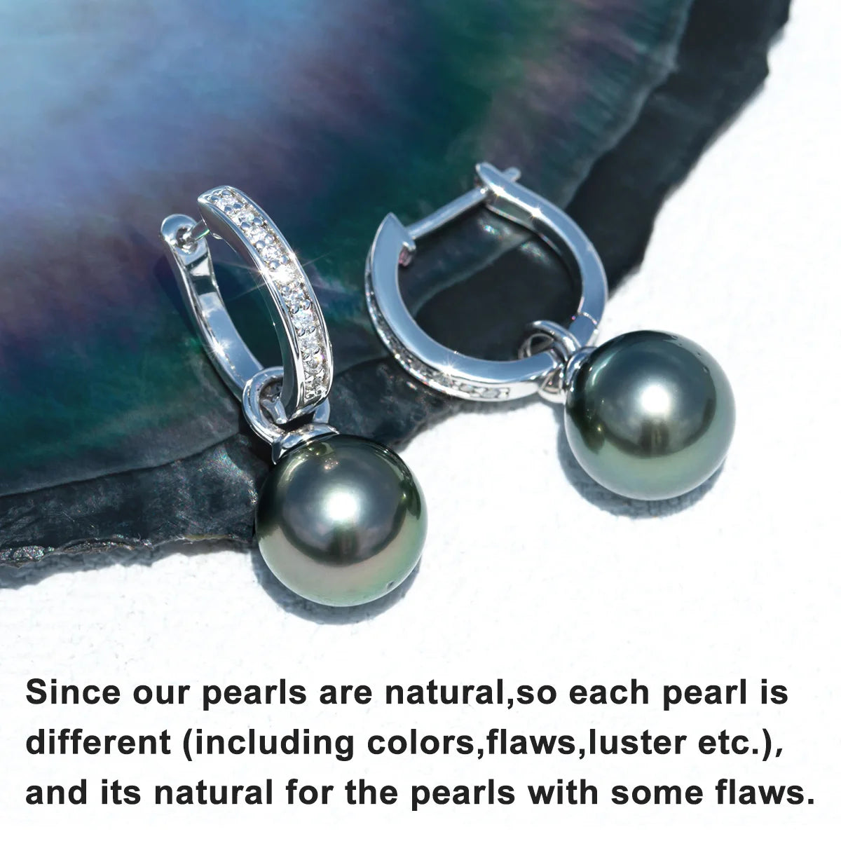 10-11mm Natural Tahitian Black Pearl Multipurpose Earrings