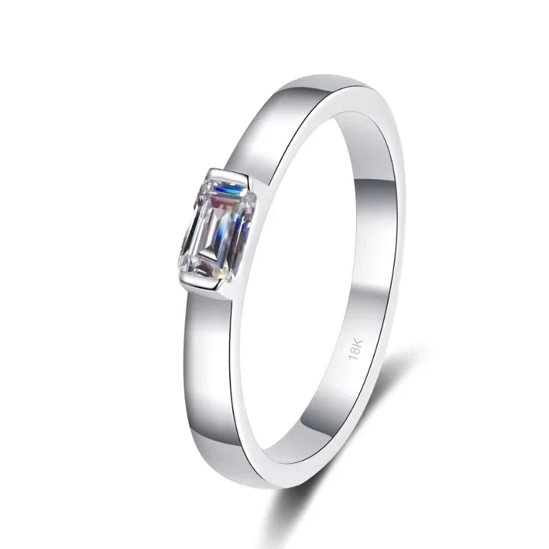Daughter Birthday Gift 18K White Gold Women Wedding Band 0.5CT Moissanite Diamond Girl PT950 Platinum Rings Lady Valentine's Day