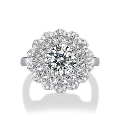 2 Carat Flower Moissanite Engagement Rings