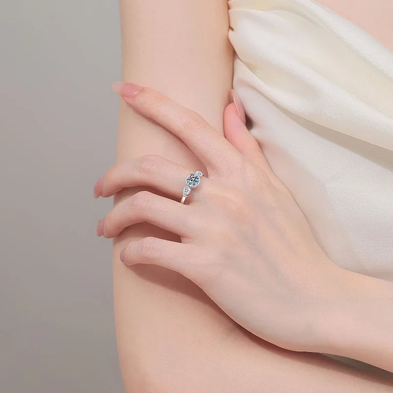 Women Engagement 18K White Gold Wedding Band Pear/Round 1.6CT VVS1 D Color Moissanite Diamond PT950 Platinum Girl Birthday Gift