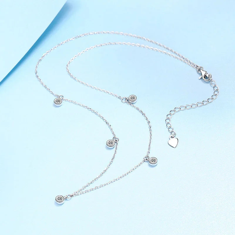 Luxury star Collarbone Chain Pt950 Choker female Fine Jewelry Platinum Pendant Necklace for Women 0.5 Carat Moissanite Diamond