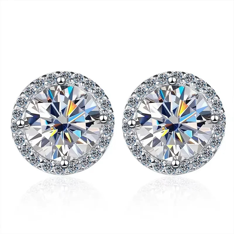 D Color Moissanite Stud Earrings | 0.5ct-2ct S925 Silver