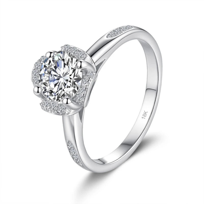 Girl Engagement 18K White Gold Wedding Band 1CT VVS 1 D Color Moissanite Diamond Women PT950 Platinum Birthday Gift Fine Jewelry