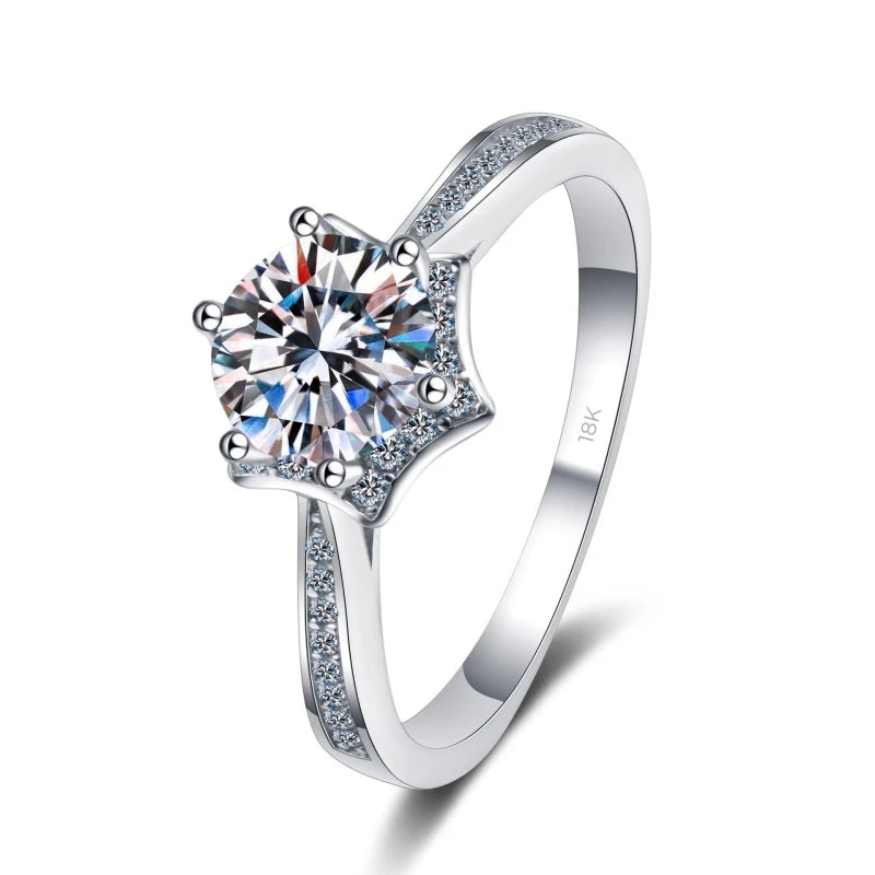 Designer Jewelry 18K White Gold 1Carat Moissanite Diamond Rings