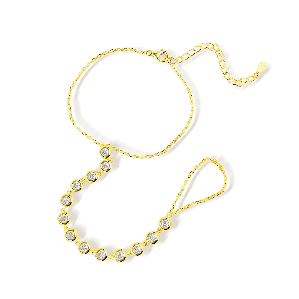 Moissanite Bracelets for Women Girls 15-20cm Adjustable Chain 925 Sterling Silver Plated 18k 3mm