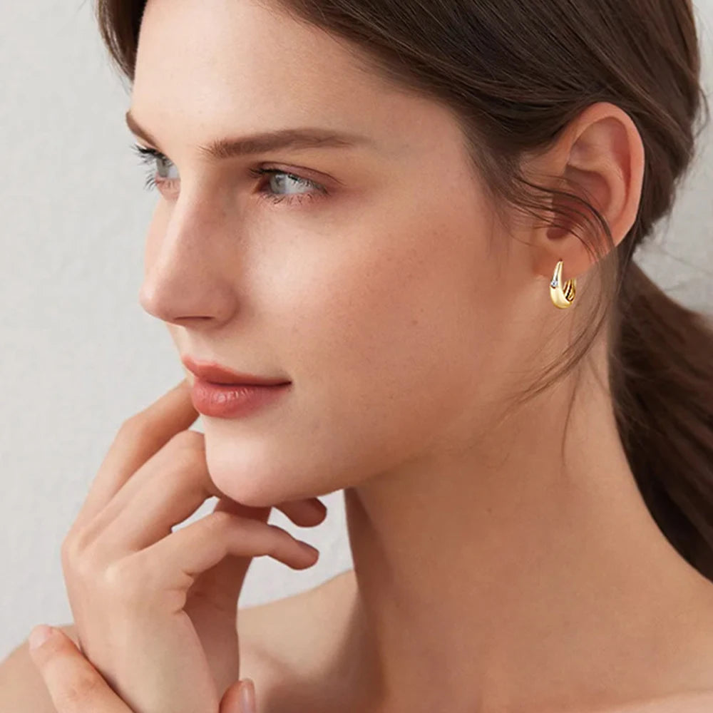 Hoop Earrings For Women 925 Sterling Silver Plated Gold 2.5mm Moissanite Huggie Hoops Earring 2023 Trend Fine Jewelry