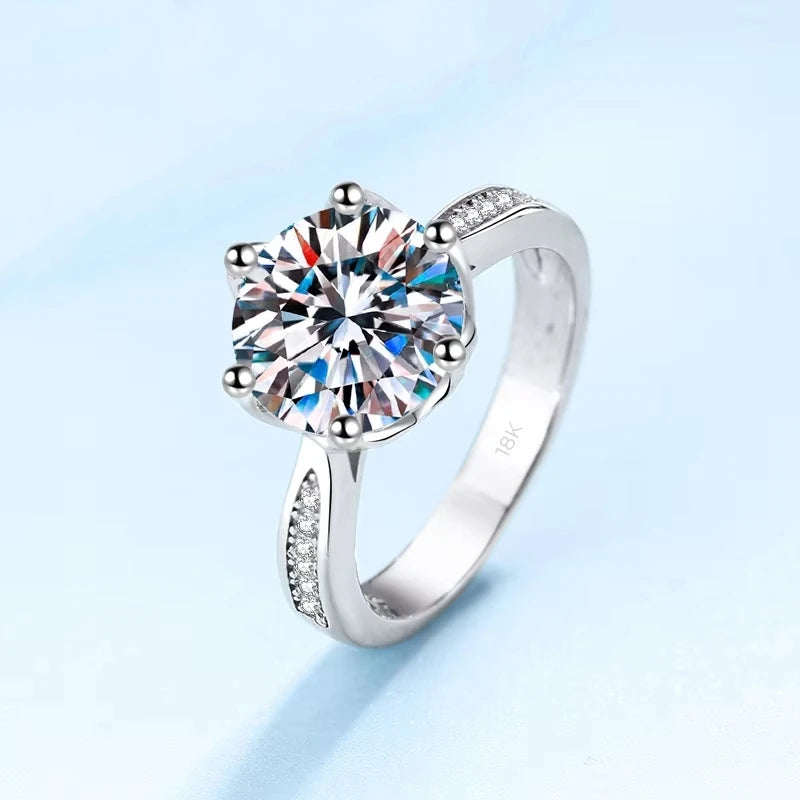 Jewelry 18K White Gold 3 Carat VVS D Color Moissanite Diamond Engagement Ring Women Wedding Anniversary Day Gift Rings For Her
