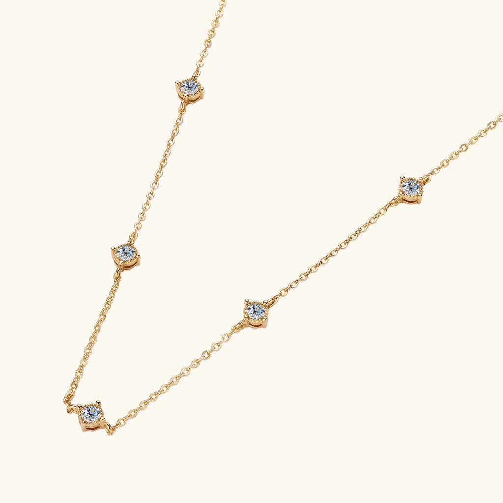 Moissanite Diamond Necklaces for Women Dainty 18k Gold Plated/925 Sterling Silver 3mm  Neck Chain Female Trendy Jewelry