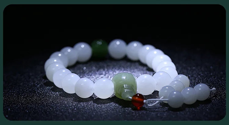 White Jade Single Loop Bracelet Natural Hetian Jade