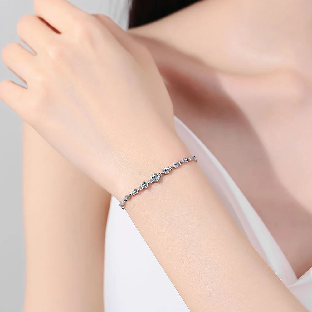Moissanite Tennis Bracelets for Women Round Lab Diamond GRA 925 Sterling Silver 18k D VVS1