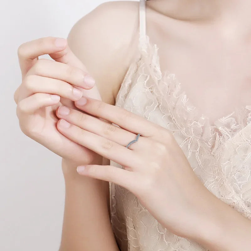 WOMEN Engagement Rings 18K White Gold Lady Wedding Band Moissanite Diamond 0.14CT Girl Valentine's Day Daughter Adult's Day Gift