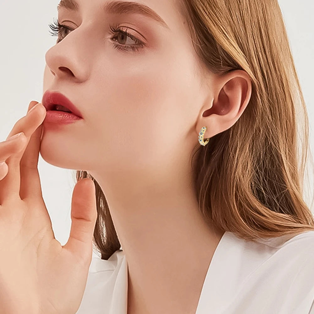 Moissanite Earrings  for Women Hypoallergenic Diamond 925 Sterling Silver 4mm Huggies Earrings for Women Jewelry Gifts