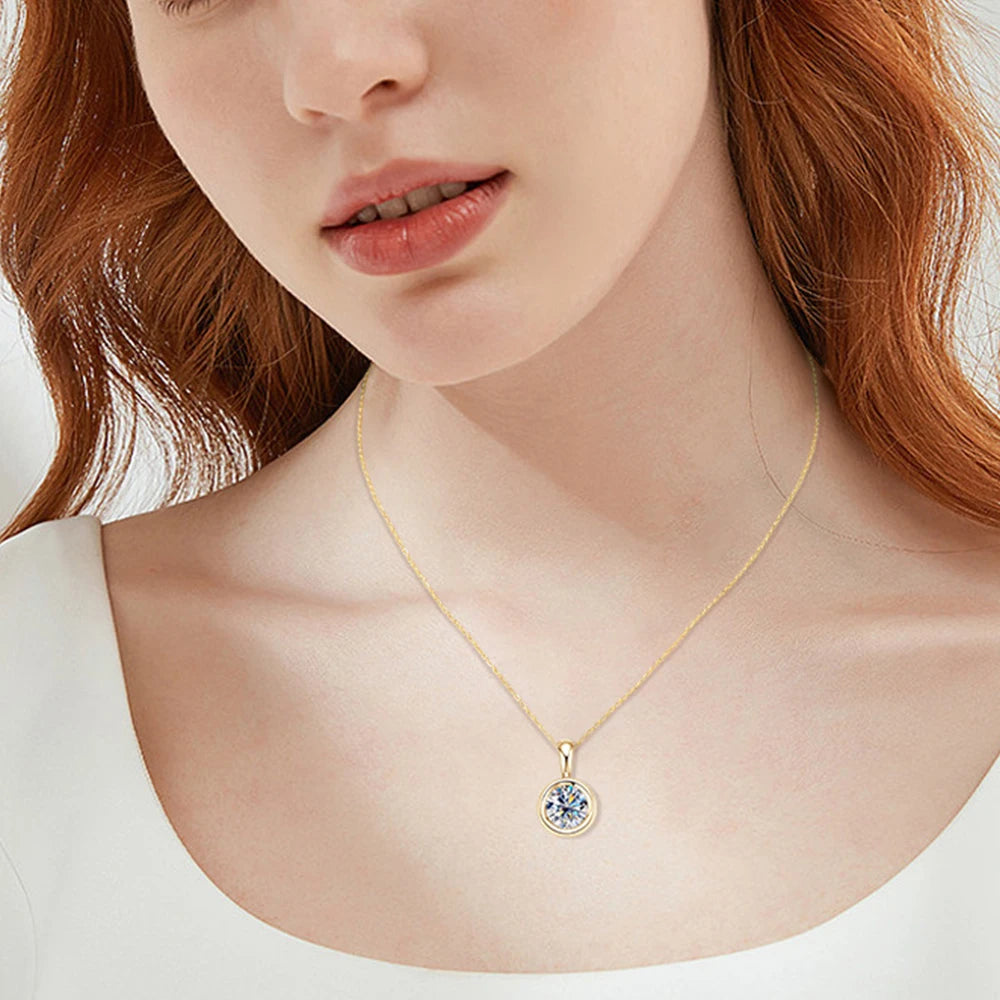 GRA Certified 2CT Moissanite Pendant Necklaces 925 Sterling Silver Solitaire Necklace Chain For Women Jewellry Gift