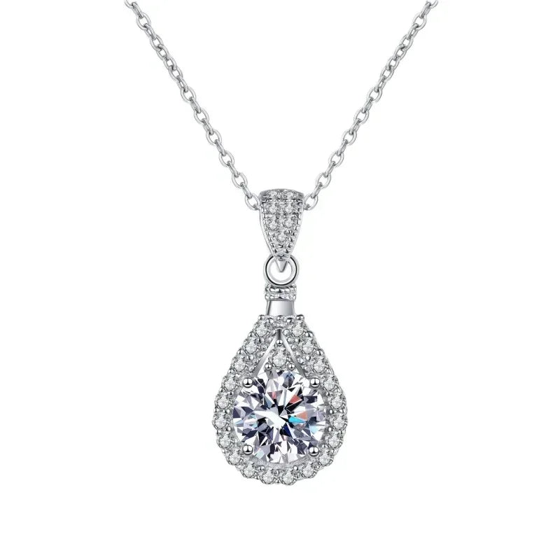 Women Valentine's Day 18K White Gold Wedding Necklaces 1/2/3/5CT Moissanite Diamond Pendant PT950 Platinum Girl Birthday Gift