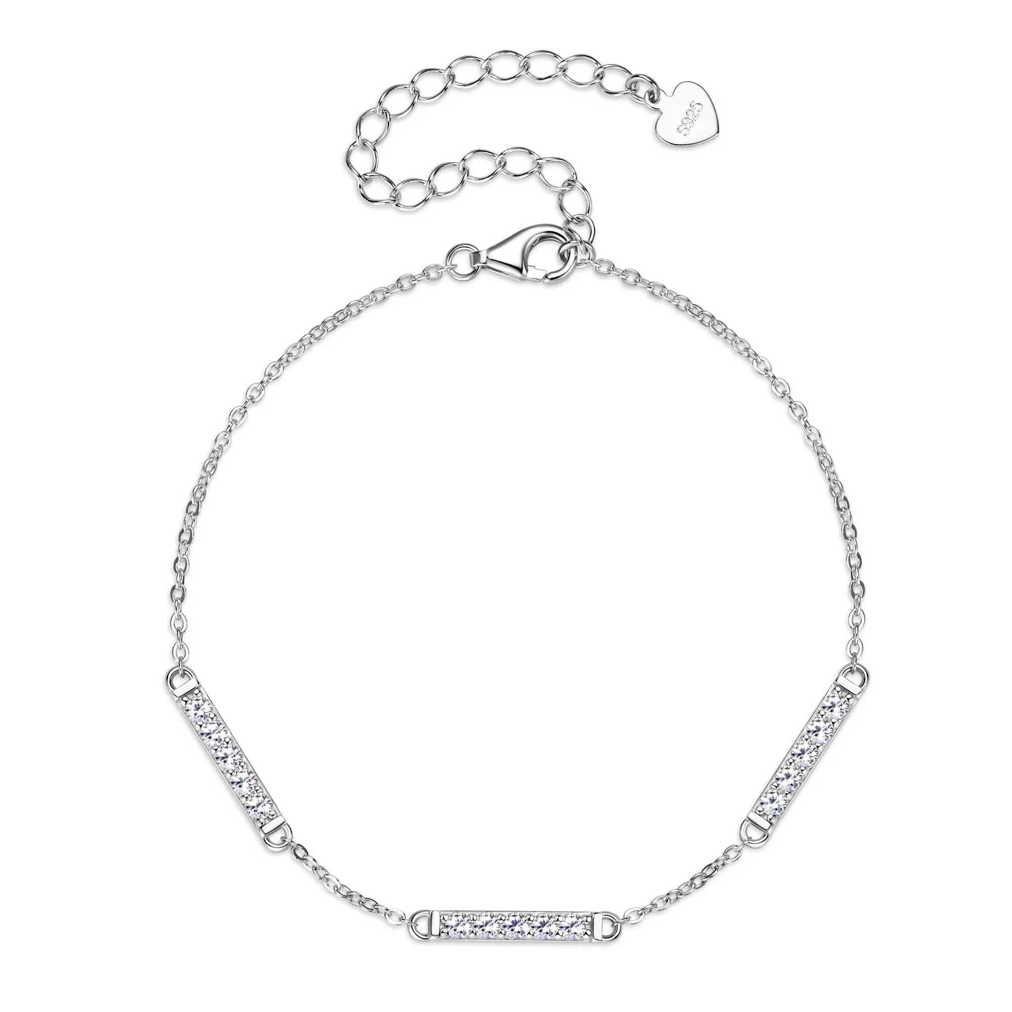 All Moissanite Bracelets for Women 2mm 0.45ct Round Lab Diamond S925 Sterling Silver Adjustable Chain Bracelet GRA