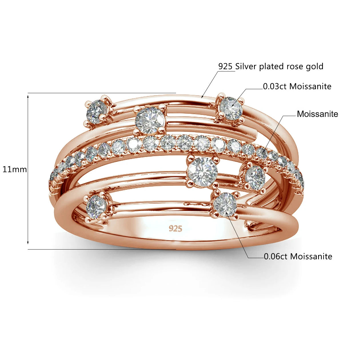 Moissanite Ring Eternity Wedding Band Solid 925 Silver